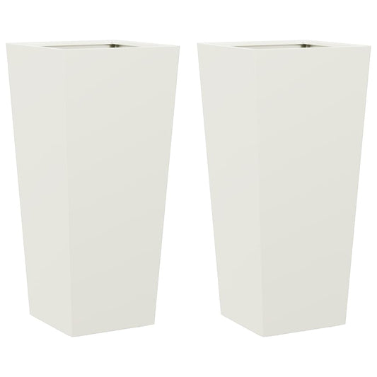 vidaXL Garden Planters White 2 pcs 35x35x75 cm Steel