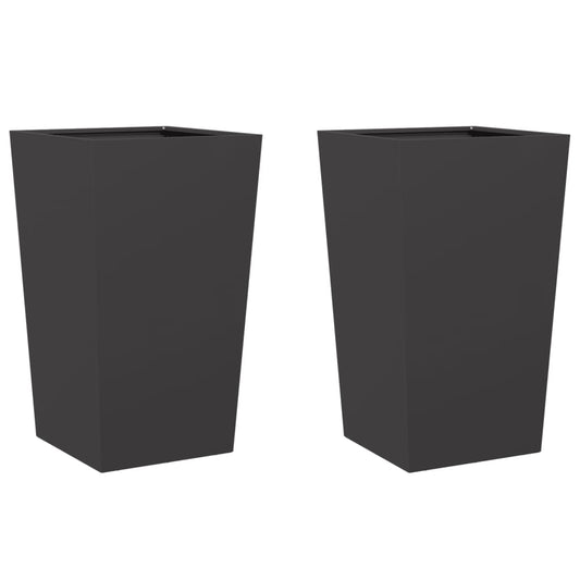 vidaXL Garden Planters 2 pcs Black 45x45x75 cm Steel