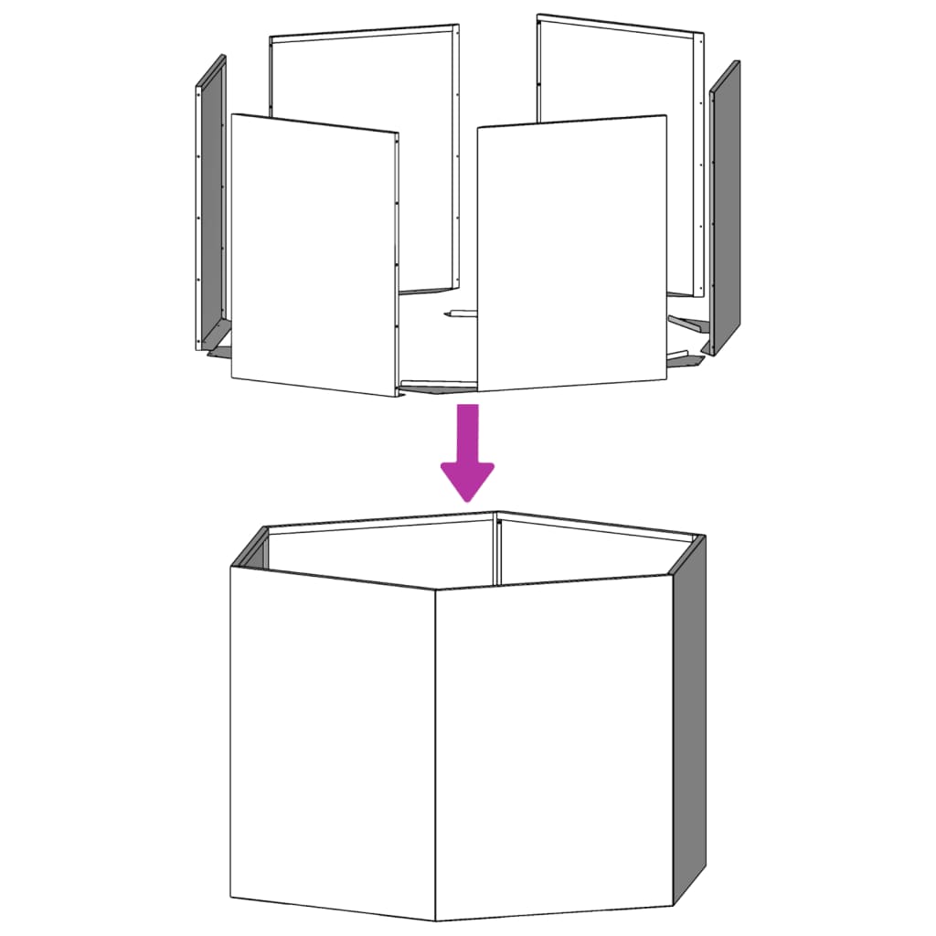 vidaXL Garden Planter 2 pcs White Hexagon 46x40x45 cm Steel
