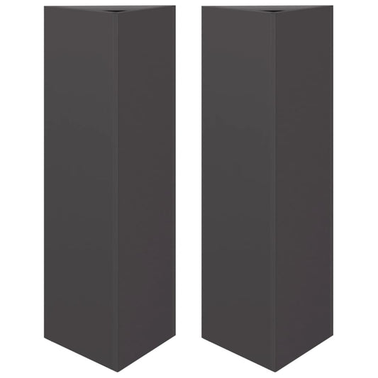 vidaXL Garden Planters 2 pcs Black Triangular 30x26x75 cm Steel