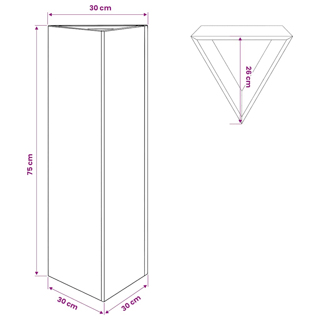 vidaXL Garden Planter Anthracite Triangular 30x26x75 cm Steel