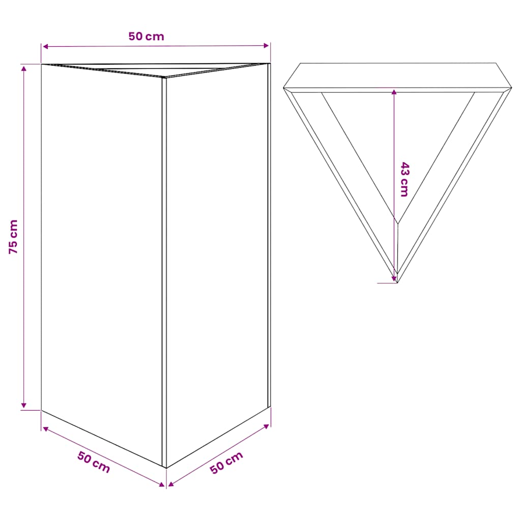 vidaXL Garden Planter Anthracite Triangular 50x43x75 cm Steel