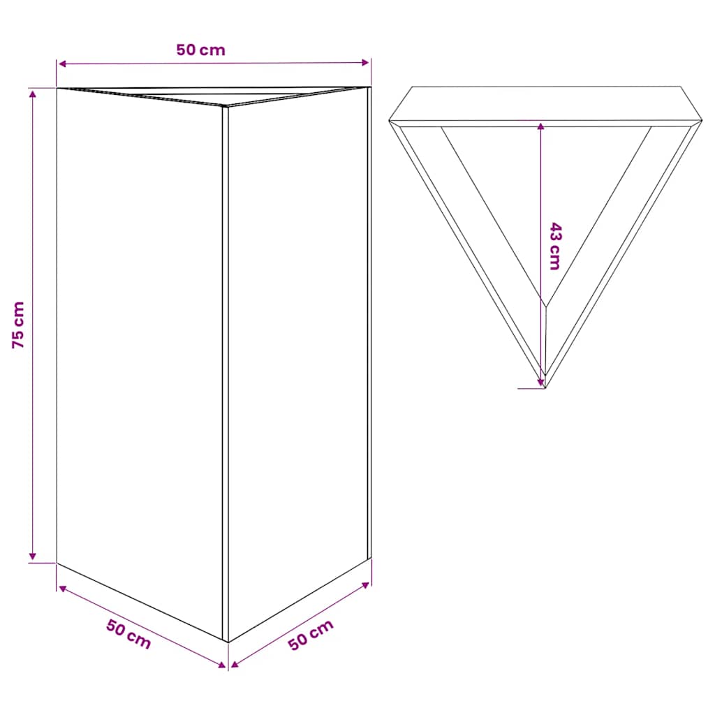 vidaXL Garden Planter Triangular 50x43x75 cm Stainless Steel