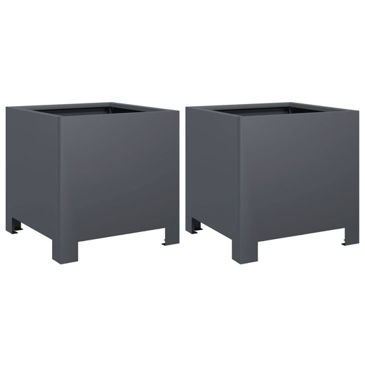 vidaXL Garden Planters 2 pcs Anthracite 30x30x30 cm Steel