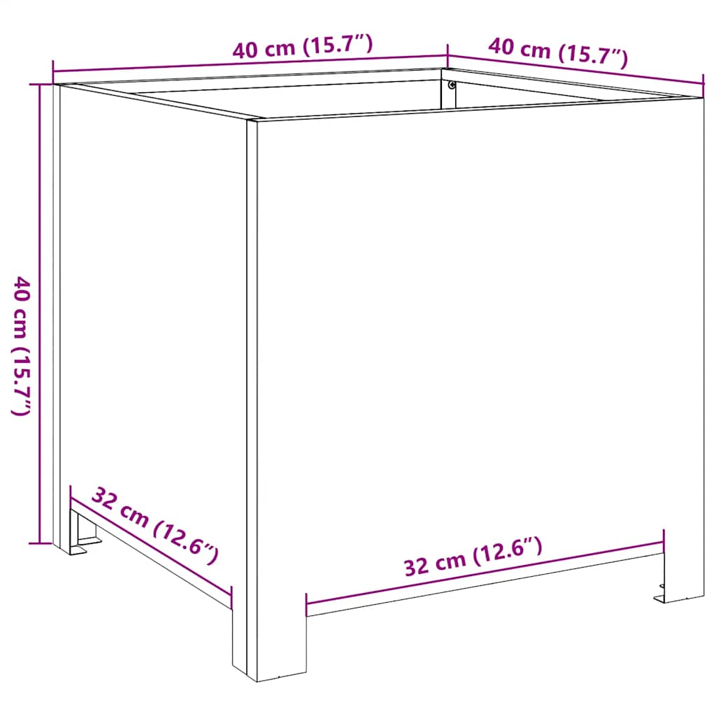 vidaXL Garden Planter Anthracite 40x40x40 cm Steel