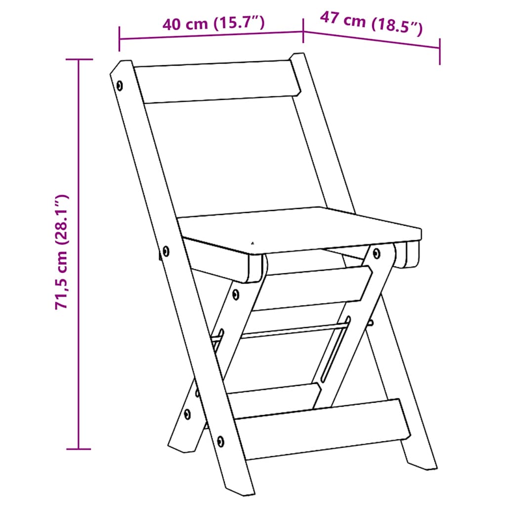 vidaXL Folding Chairs 4 pcs "Corona" Wax Brown Solid Wood Pine