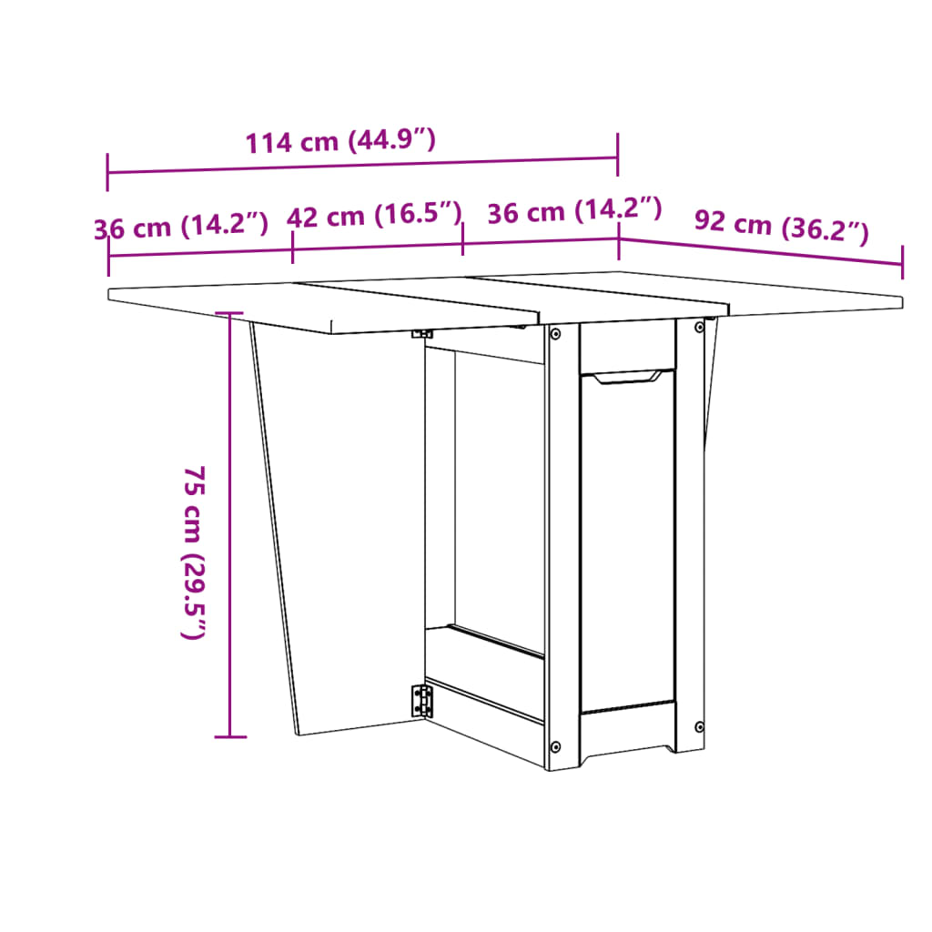 vidaXL Butterfly Dining Table Foldable "Corona" White Solid Wood Pine