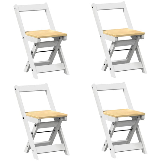 vidaXL Folding Chairs 4 pcs "Corona" White Solid Wood Pine