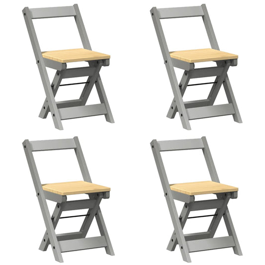 vidaXL Folding Chairs 4 pcs "Corona" Grey Solid Wood Pine