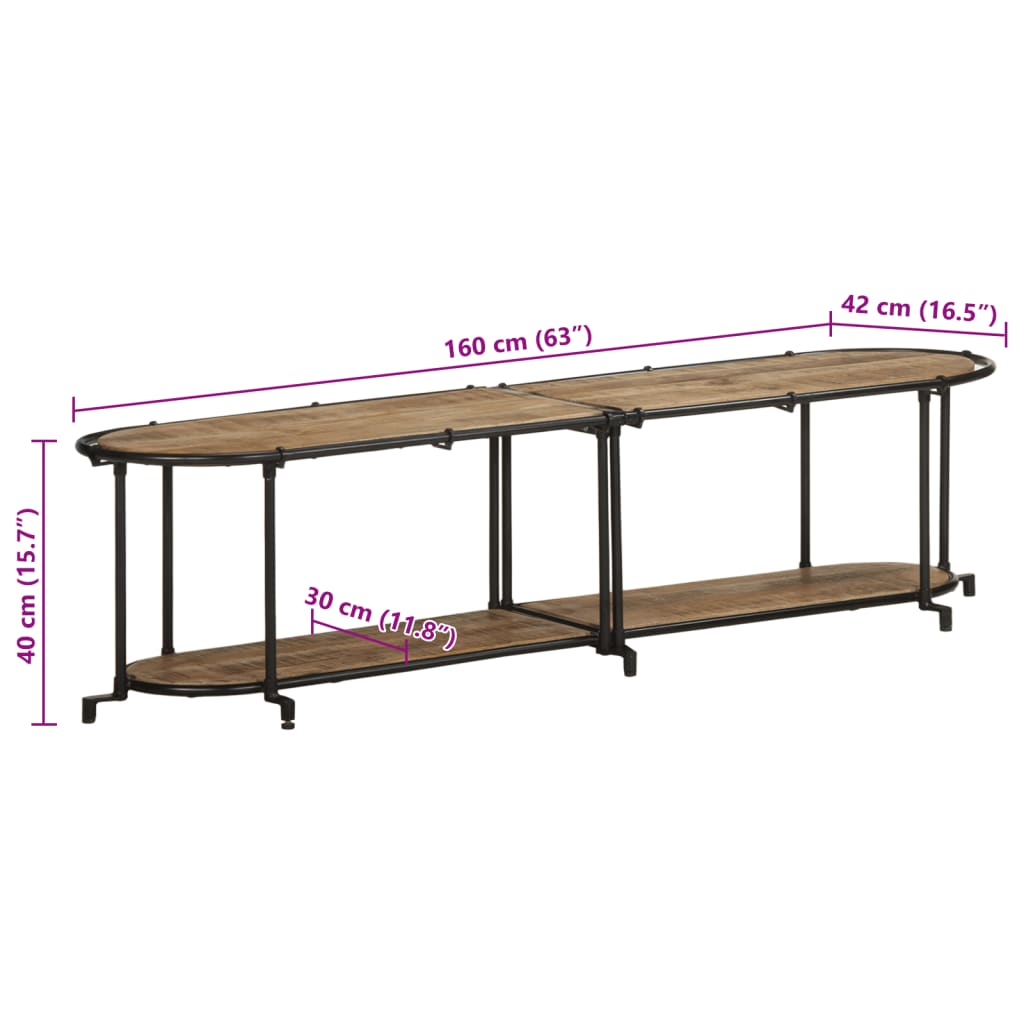 vidaXL TV Cabinet 160x42x40 cm Solid Wood Rough Mango