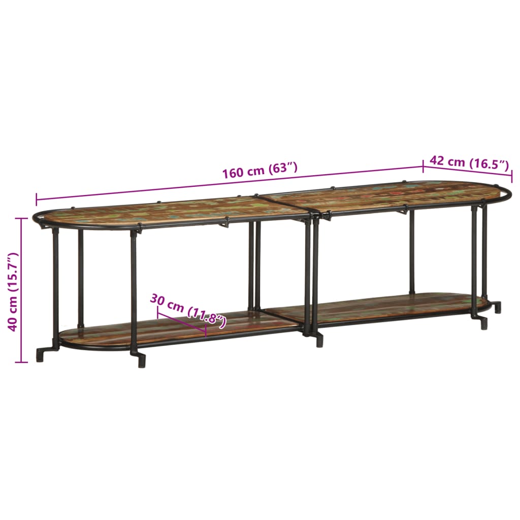 vidaXL TV Cabinet 160x42x40 cm Solid Wood Reclaimed
