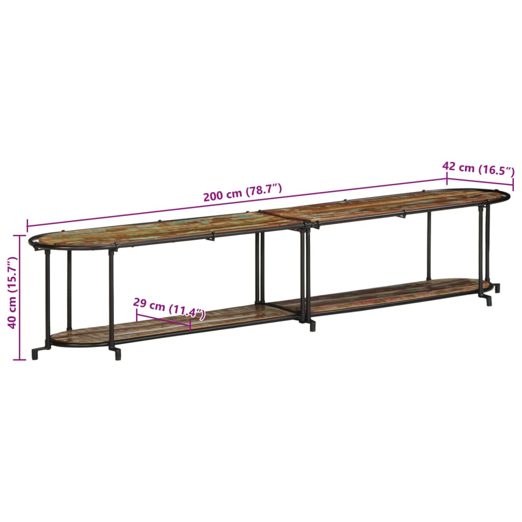 vidaXL TV Cabinet 200x42x40 cm Solid Wood Reclaimed