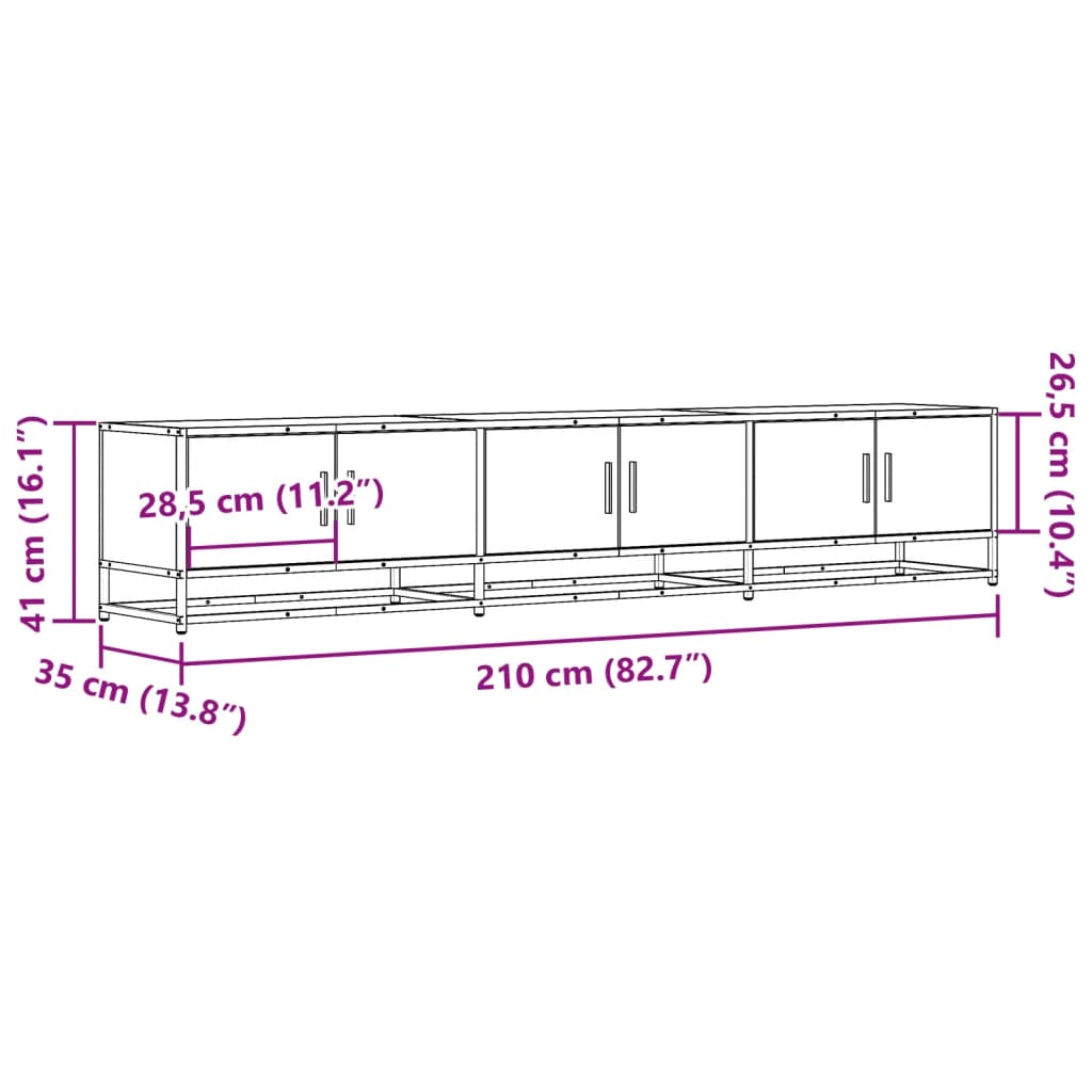 vidaXL TV Cabinet Sonoma Oak 210x35x41 cm Engineered Wood