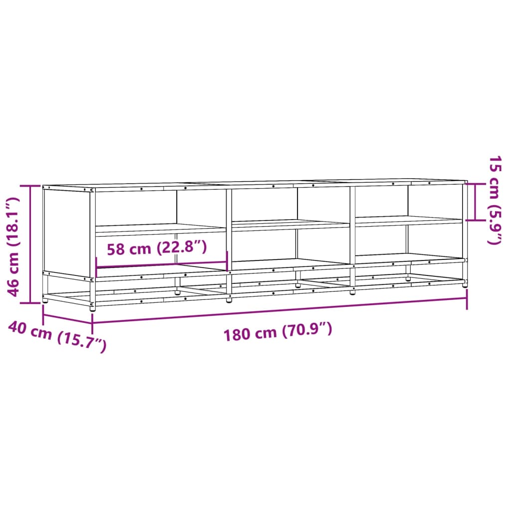 vidaXL TV Cabinet Black 180x40x46 cm Engineered Wood