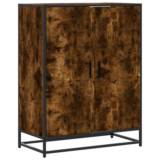 vidaXL Shoe Cabinet Smoked Oak 75x38x97,5 cm Engineered Wood and Metal
