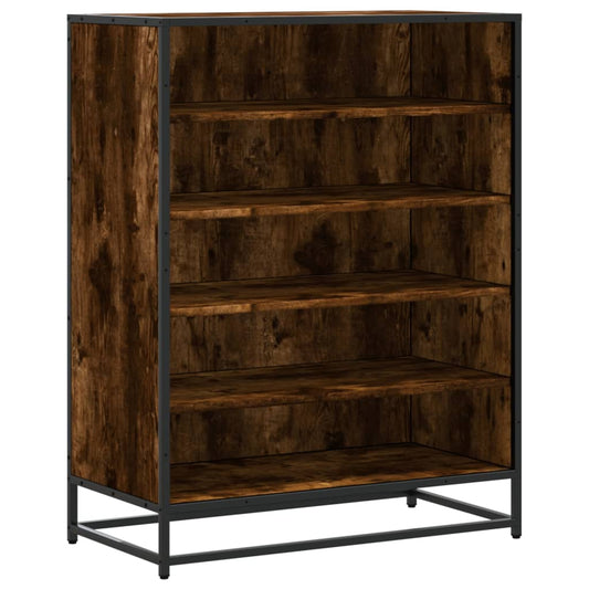 vidaXL Shoe Cabinet Smoked Oak 75x38x97,5 cm Engineered Wood and Metal