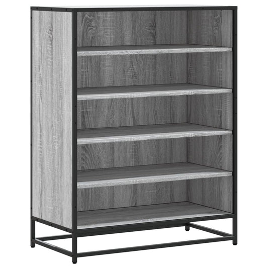 vidaXL Shoe Cabinet Grey Sonoma 75x38x97.5cm Engineered Wood and Metal