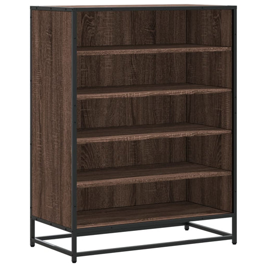 vidaXL Shoe Cabinet Brown Oak 75x38x97,5 cm Engineered Wood and Metal