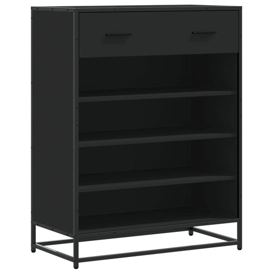 vidaXL Shoe Cabinet Black 75x38x97.5 cm Engineered Wood and Metal