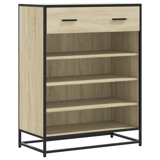 vidaXL Shoe Cabinet Sonoma Oak 75x38x97,5 cm Engineered Wood and Metal