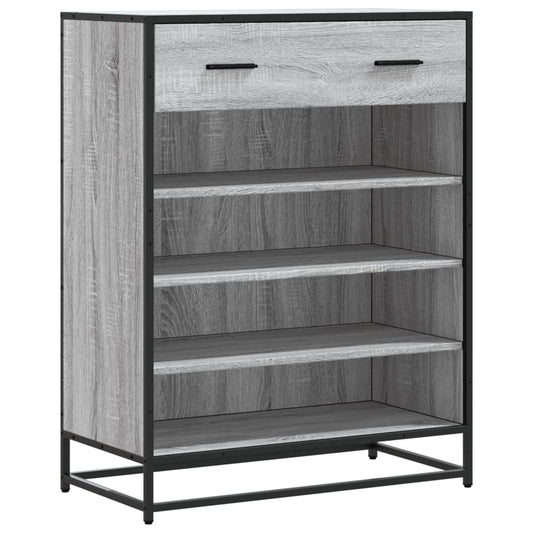 vidaXL Shoe Cabinet Grey Sonoma 75x38x97.5cm Engineered Wood and Metal