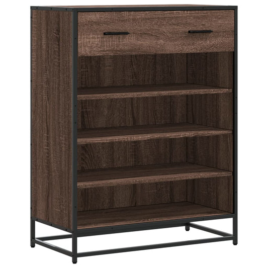vidaXL Shoe Cabinet Brown Oak 75x38x97,5 cm Engineered Wood and Metal