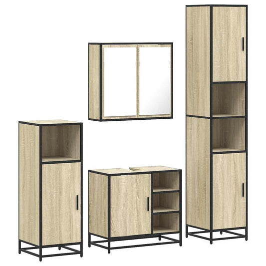 vidaXL 4 Piece Bathroom Furniture Set Sonoma Oak Engineered Wood