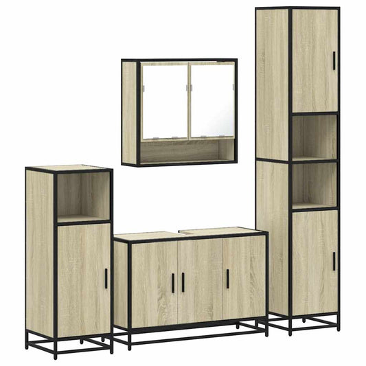 vidaXL 4 Piece Bathroom Furniture Set Sonoma Oak Engineered Wood