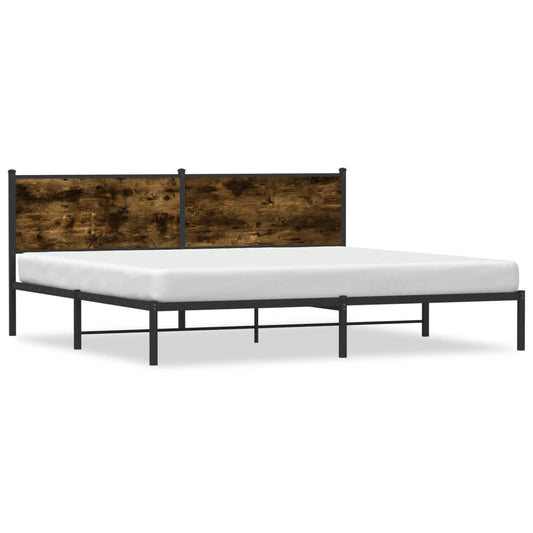 vidaXL Metal Bed Frame without Mattress Smoked Oak 200x200 cm