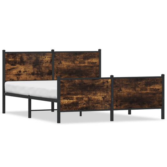 vidaXL Metal Bed Frame without Mattress Smoked Oak 150x200 cm King Size