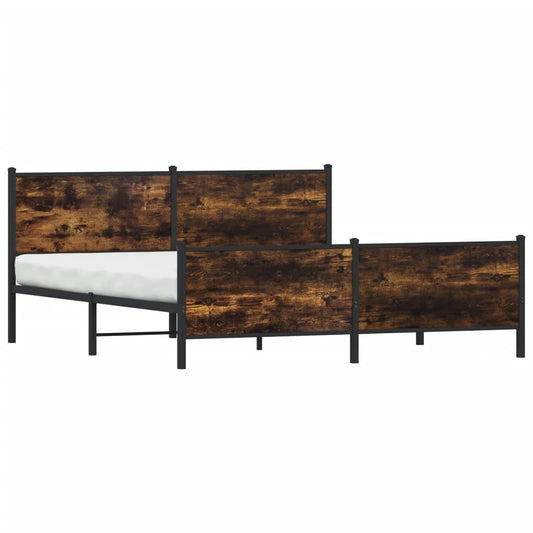 vidaXL Metal Bed Frame without Mattress Smoked Oak 180x200 cm
