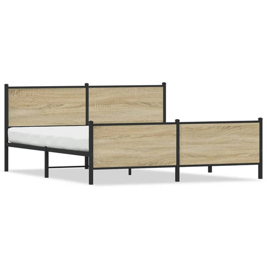 vidaXL Metal Bed Frame without Mattress Sonoma Oak 180x200 cm