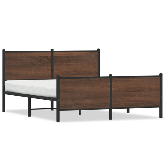 vidaXL Metal Bed Frame without Mattress Brown Oak 150x200 cm King Size