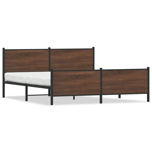 vidaXL Metal Bed Frame without Mattress Brown Oak 180x200 cm
