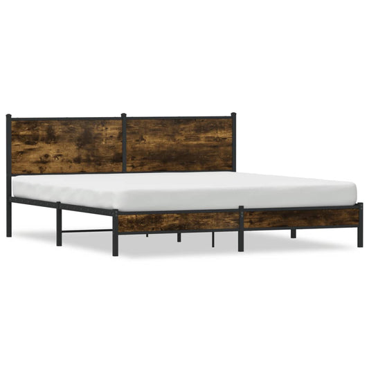 vidaXL Metal Bed Frame without Mattress Smoked Oak 180x200 cm