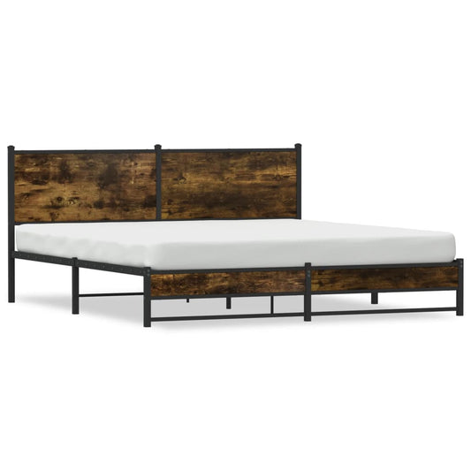 vidaXL Metal Bed Frame without Mattress Smoked Oak 180x200 cm