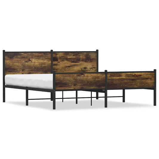 vidaXL Metal Bed Frame without Mattress Smoked Oak 180x200 cm