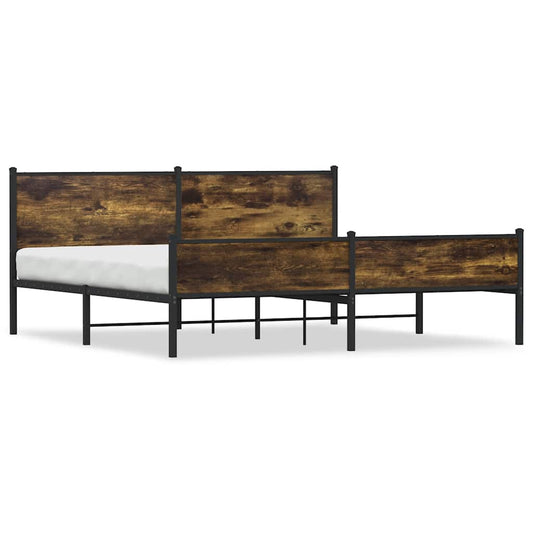 vidaXL Metal Bed Frame without Mattress Smoked Oak 200x200 cm