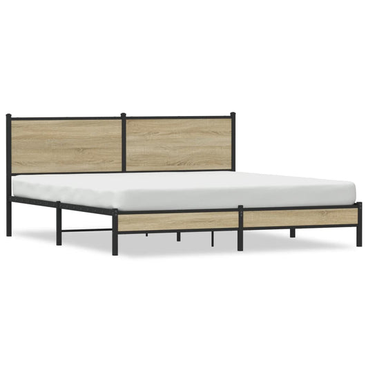 vidaXL Metal Bed Frame without Mattress Sonoma Oak 180x200 cm