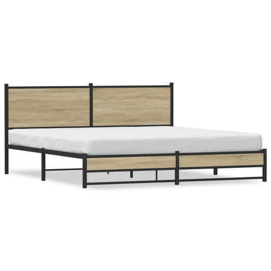 vidaXL Metal Bed Frame without Mattress Sonoma Oak 180x200 cm