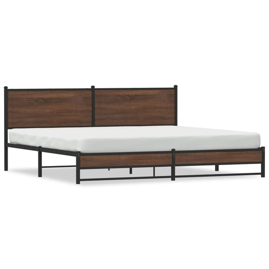 vidaXL Metal Bed Frame without Mattress Brown Oak 193x203 cm