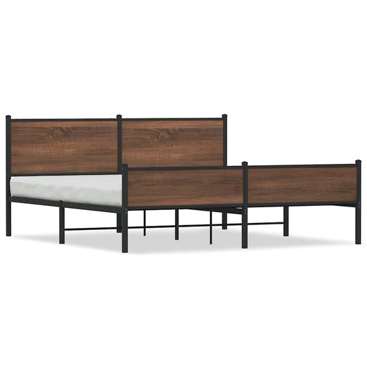 vidaXL Metal Bed Frame without Mattress Brown Oak 180x200 cm