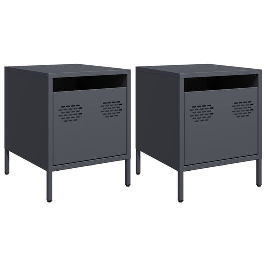 vidaXL Bedside Cabinets 2 pcs Anthracite 35x39x43,5 cm Steel