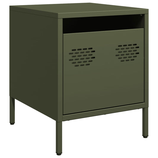 vidaXL Bedside Cabinet Olive Green 35x39x43,5 cm Steel