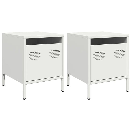 vidaXL Bedside Cabinets 2 pcs White 35x39x43,5 cm Steel