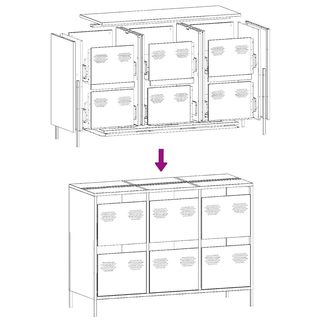 vidaXL Sideboard White 101.5x39x73.5 cm Cold-rolled Steel