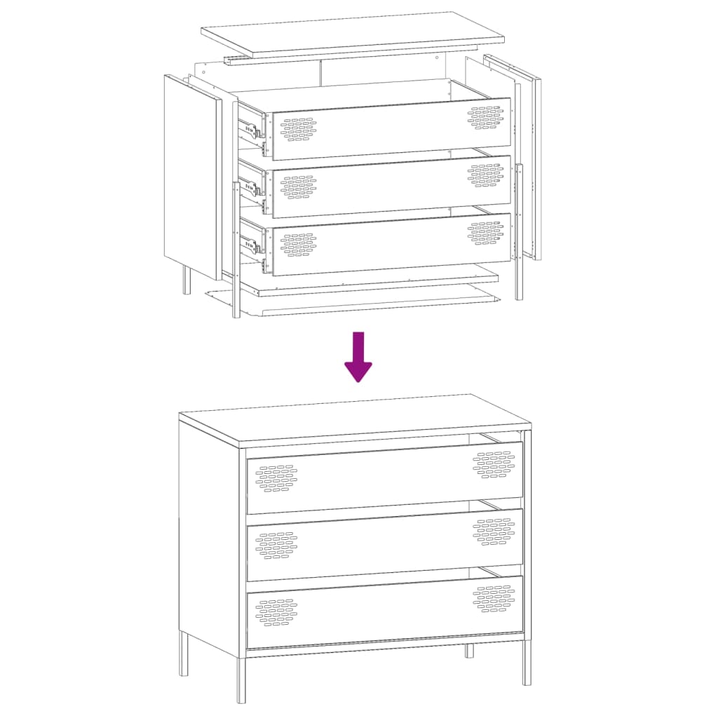 vidaXL Sideboard Anthracite 68x39x58.5 cm Cold-rolled Steel