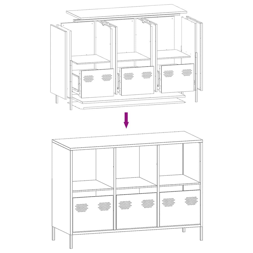 vidaXL Sideboard White 101,5x39x73,5 cm Cold-rolled Steel