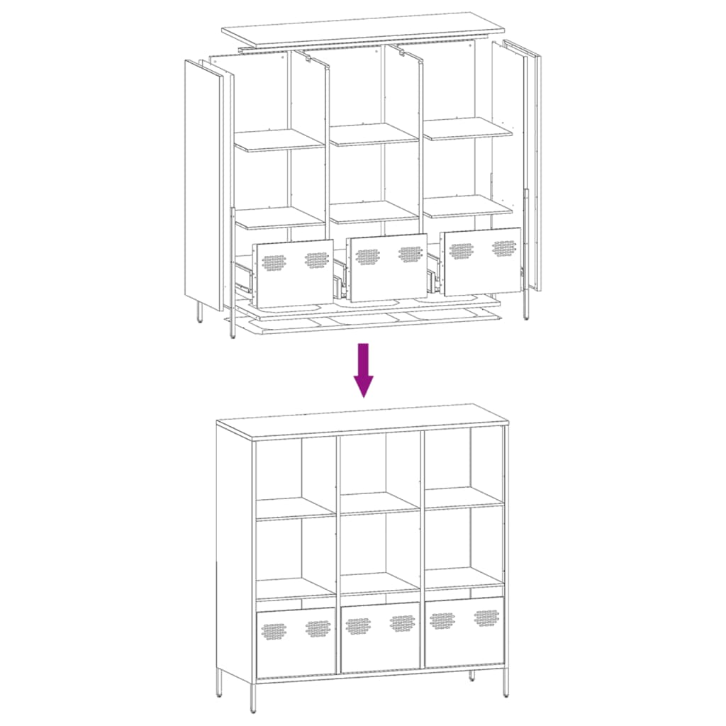 vidaXL Highboard Black 101.5x39x103.5 cm Steel