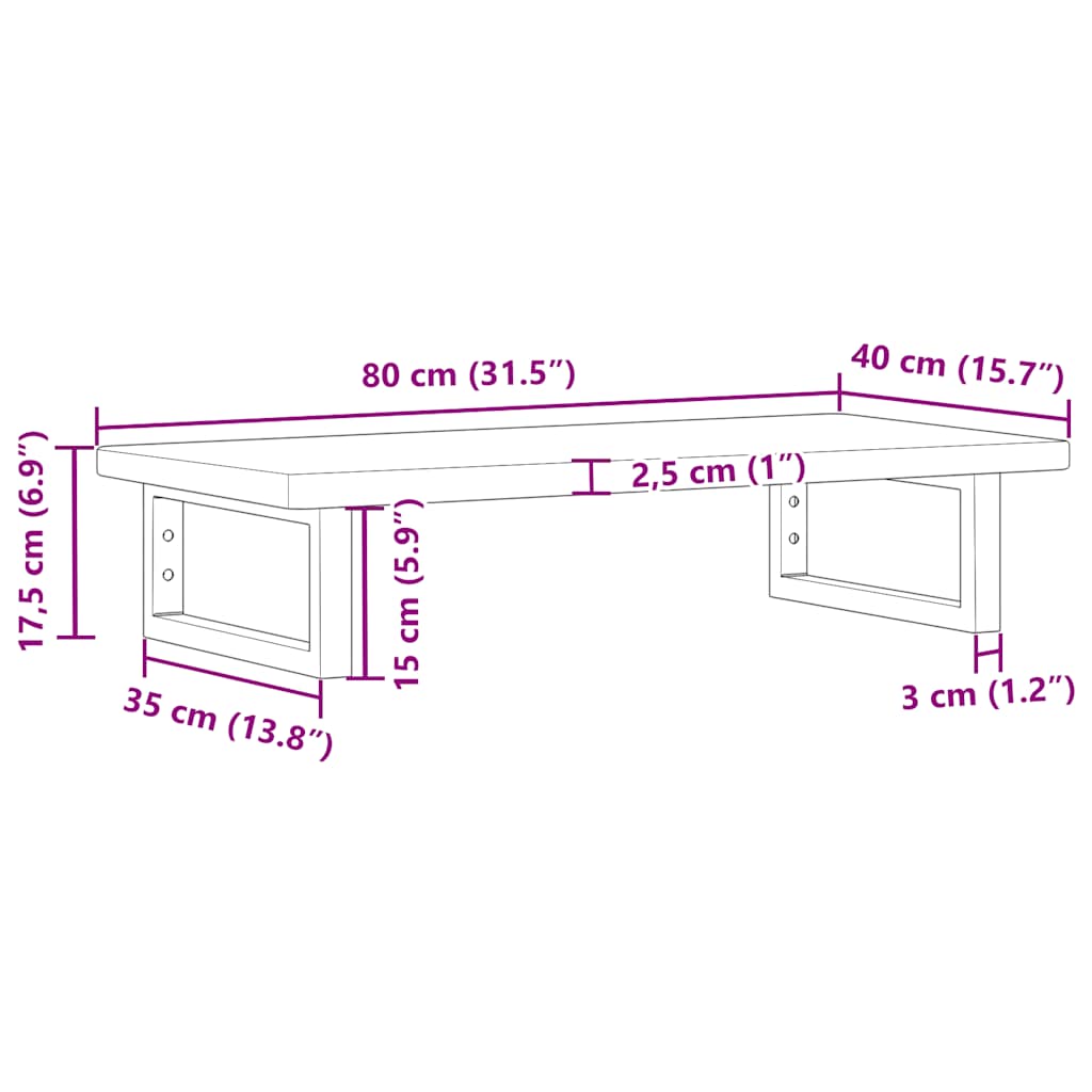 vidaXL Basin Shelf Wall Mounted Steel and Solid Wood Oak